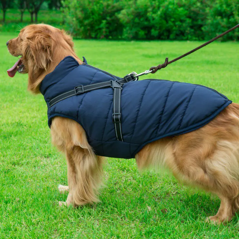 Winterhondkleding voor kleine grote honden Warme fleece grote hondenjas Waterdichte huisdierjas met harnas Chihuahua puppykostuum