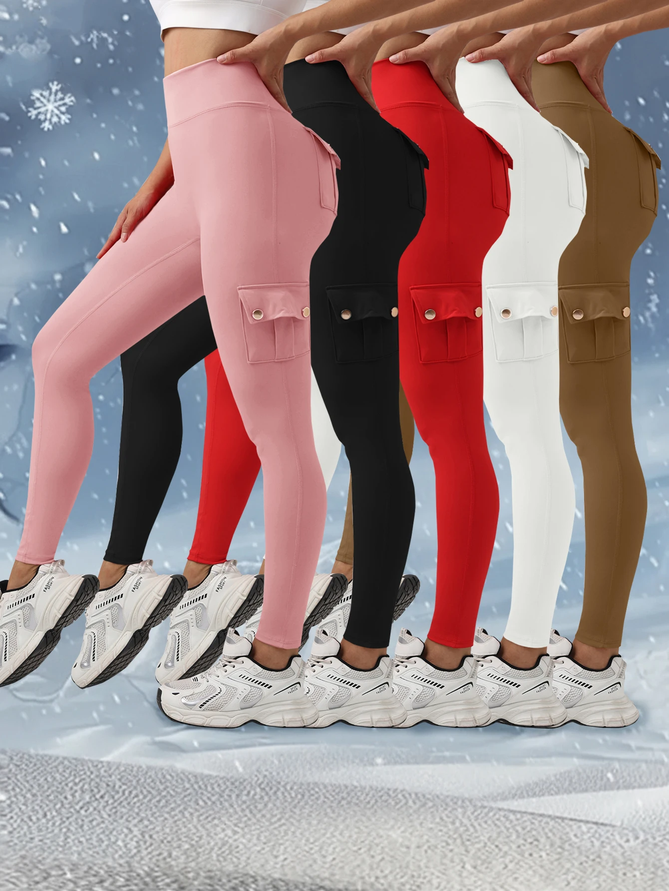 

5. Женские спортивные штаны для йоги: дизайн с высокой талией и четырьмя карманами, длиной до колена, идеально подходят для езды на велосипеде.