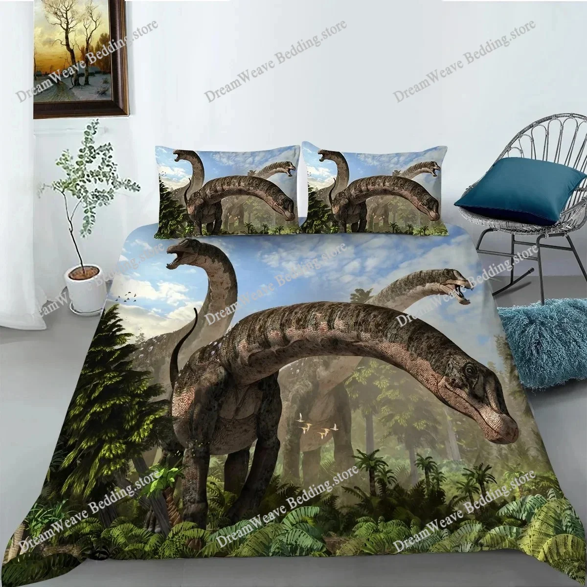 

Jurassic Dinosaur Duvet Cover Tyrannosaurus Rex Ferocious Creatures Predators Bedding Set Full Queen King Polyester Quilt Cover