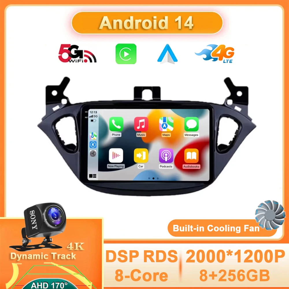 

Android 14 Carplay Auto Car Radio For Opel Corsa E 2015 - 2019 Multimedia Stereo Viedo Player 4G WIFI GPS Navigation 360 Camera