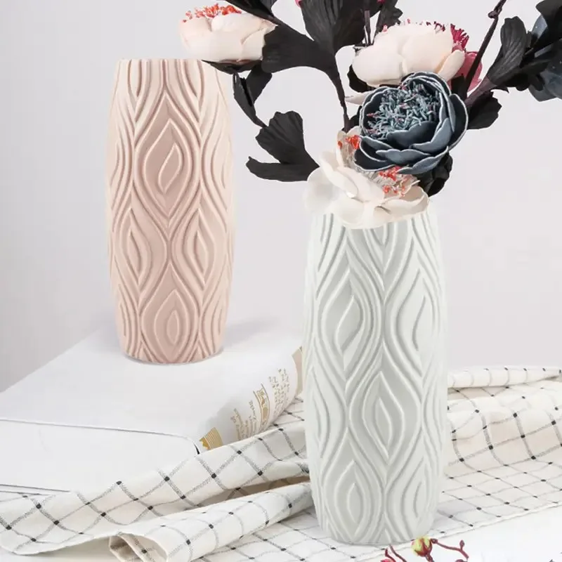 Nordic Shatterproof Imitation Glaze Vase, High Quality Plastic Flower Vase for Arrangement, Modern Home Decor Plant Pot Basket