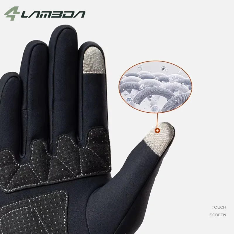 LAMEDA Winter Cycling Gloves Windproof Warm Men\'s Touch Screen Cycling Gloves Full Finger Mountain Road Bike Cycling Equipment