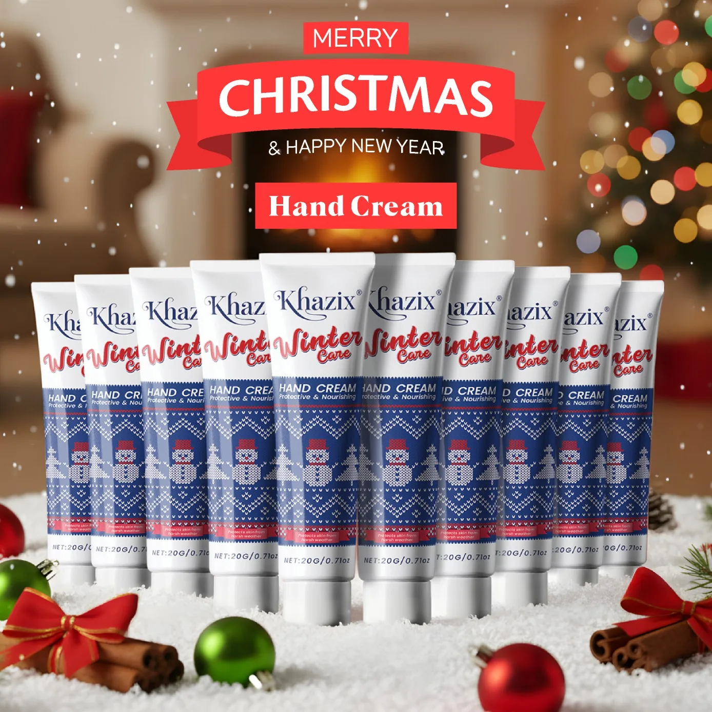 Set de crema de manos navideña: hidrata y nutre profundamente la piel seca y agrietada para el cuidado del otoño e invierno.