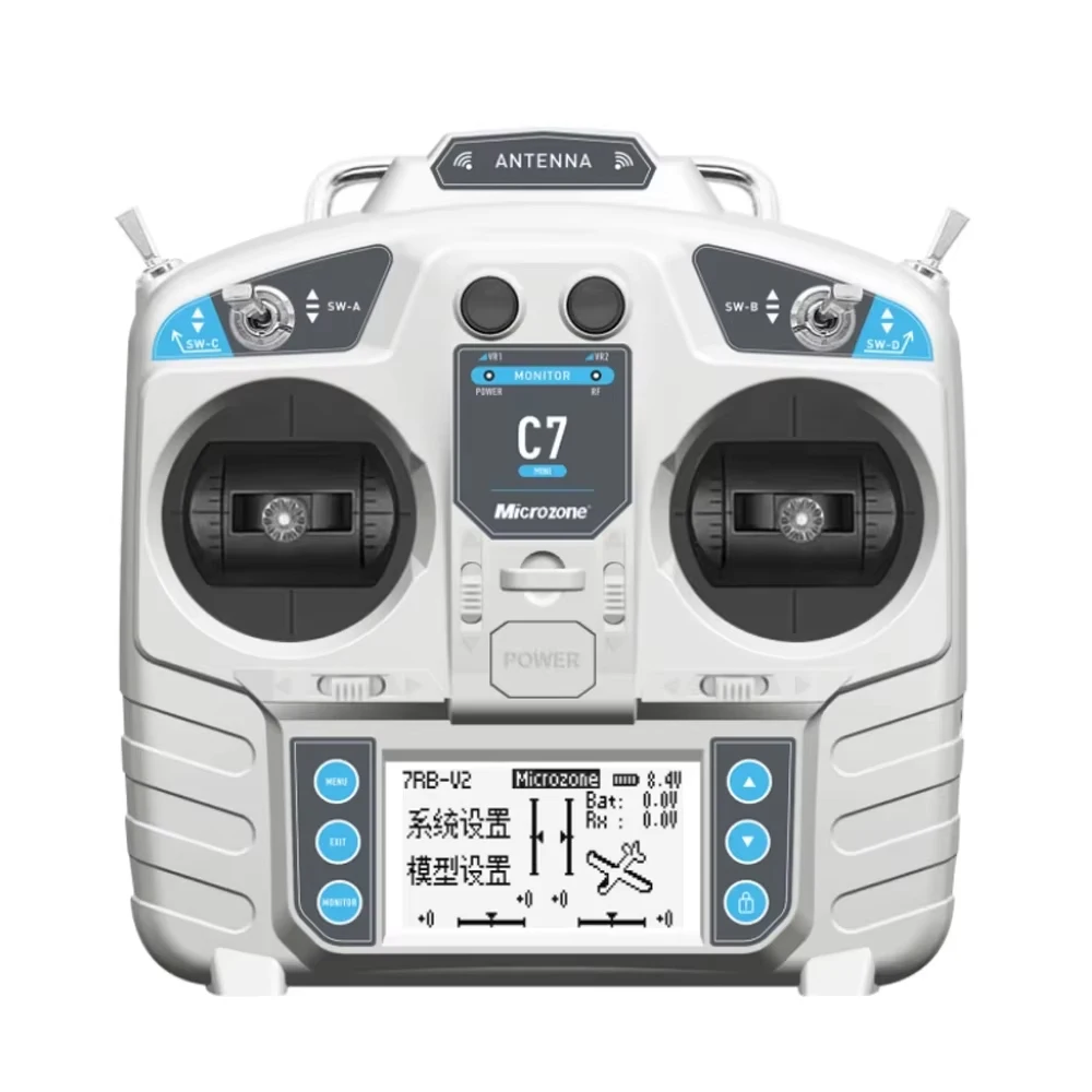MicroZone MC7 C7 MINI 2.4GHz 8CH Radio Transmitter with MC8RE-V2 Receiver for RC Aircraft FPV Racer Drone Multirotor Helicopters