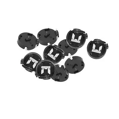 10 Pcs Button Battery Holder Case Black Silver Tone for CR1220 LIR1220