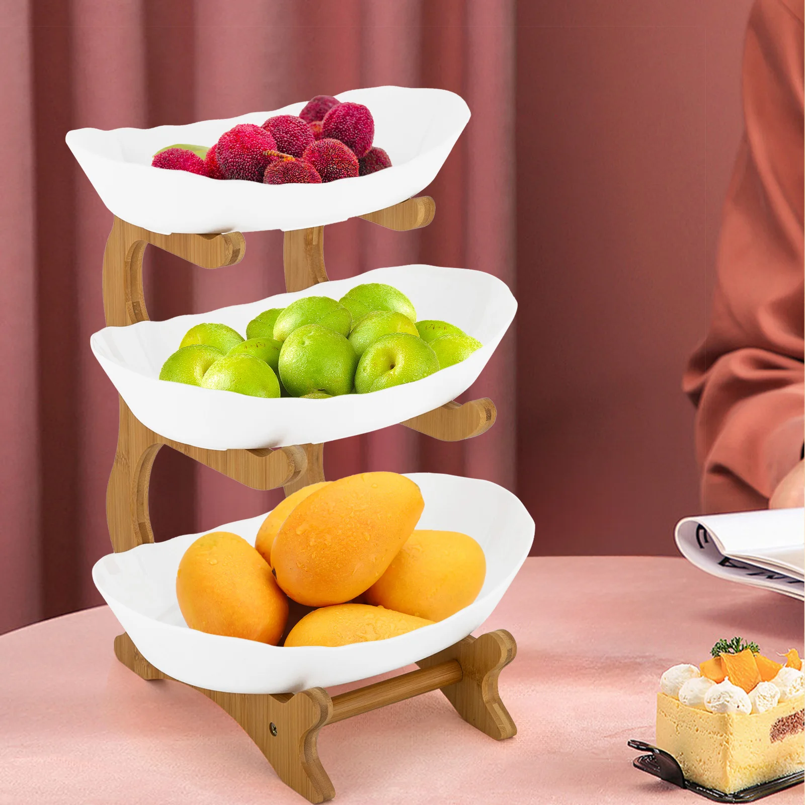 3-tier Food-grade PP Fruit Bowl Table-top Food Display  Dessert Storage Bowl Snack Buffets Portable for Picnic Party Wedding