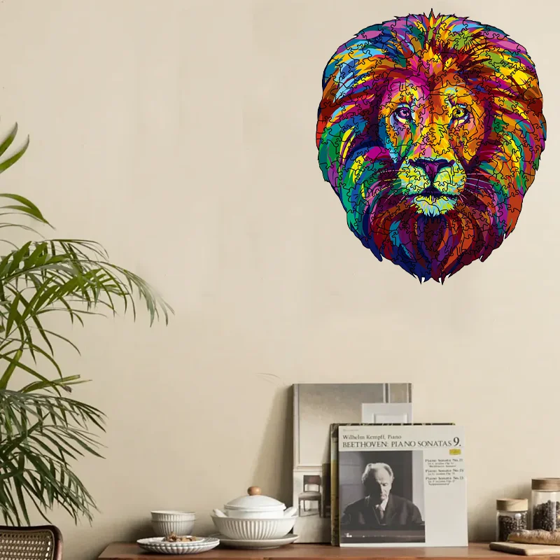 Drewniane puzzle z lwem - Gra rodzinna - Rozwijia umiejętności DIY dzieci i zapewnia interaktywną zabawę rodzic-dziecko - Prezent