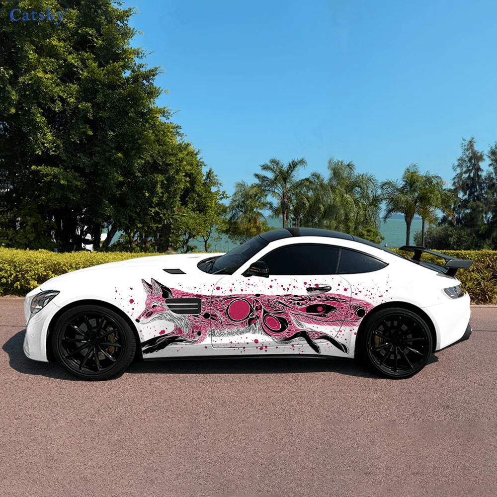 

Красочная лиса, загадочный тотем, боковая наклейка автомобиля, декор, водонепроницаемая, устойчивая к царапинам наклейка из ПВХ, защита автомобиля, автоаксессуары, подарок