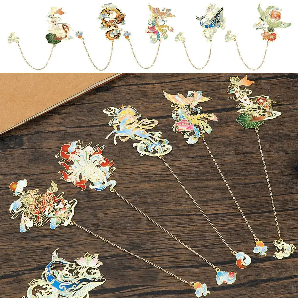 

School Office Supplies Stationery Retro Pendant Metal Book Clip Pagination Mark Brass Bookmark Painted