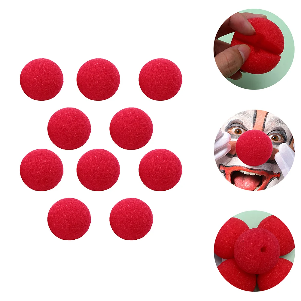 

10 Pcs Clown Nose Prop Makeup Sponge Costume Red Large Fluffy Clawn Adult Decoration Man Carnival
