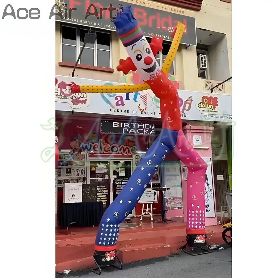 

Custom 6m 20ft Clown Air Dancer Red Nose Clown Inflatable Tube Man Dancing Sky Dancer for Circus Performance Entrance Decoration