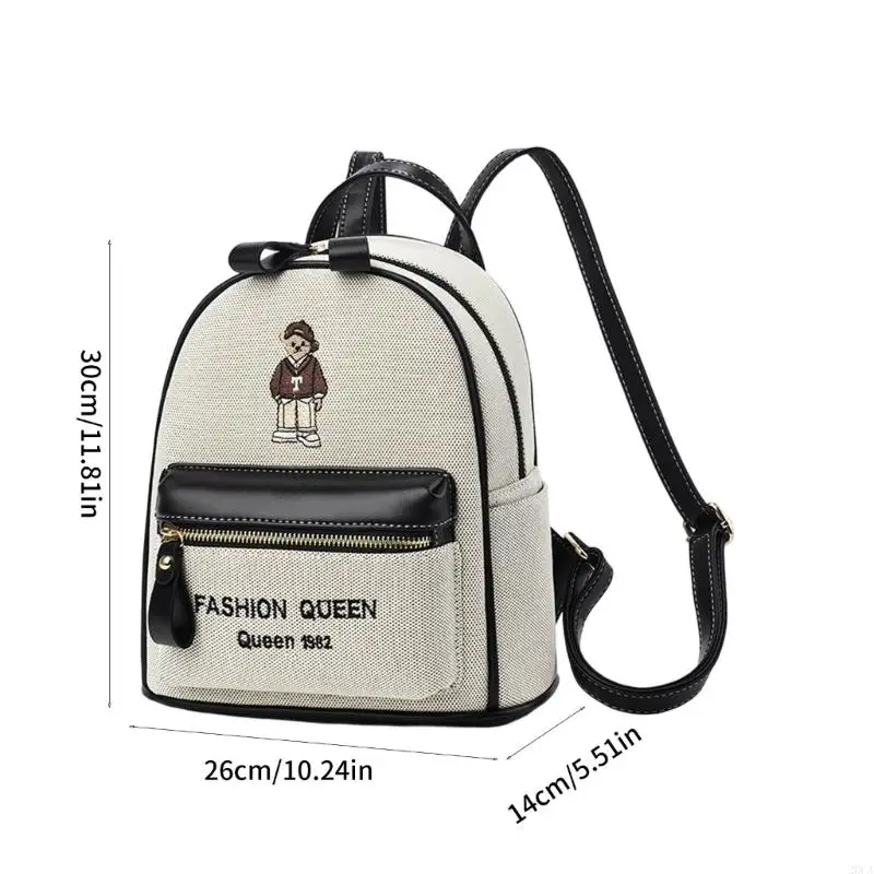 Ergonomic Cartoon Backpacks Scratch Resistant PU Fabric Spacious Storage Embroidery Bear School Bag for Campus 20CA