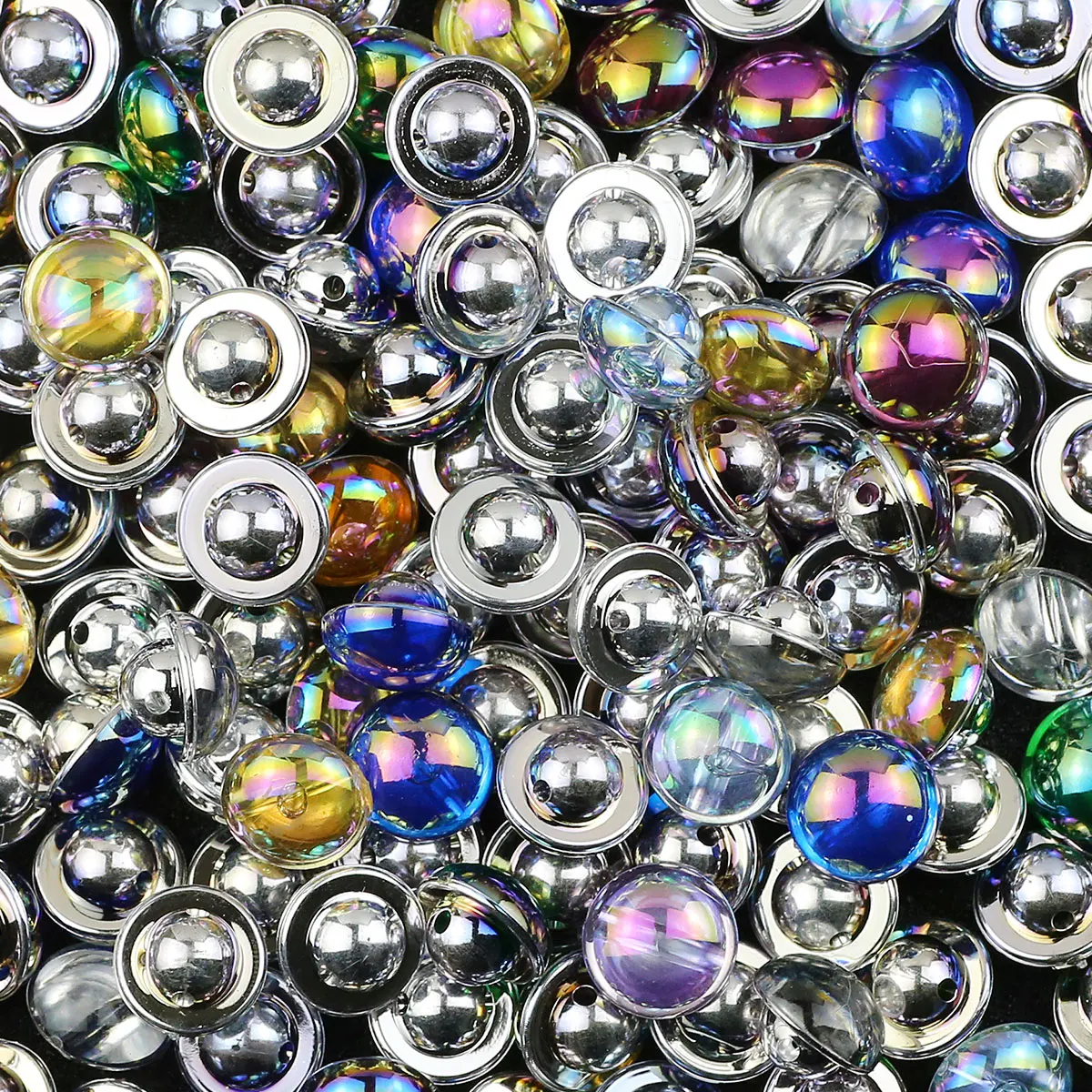 20/40Pcs 12mm Acrylic AB Coated Color Button Beads Spacer Loose Beads For Jewelry Making DIY Bracelets Necklace Accessories