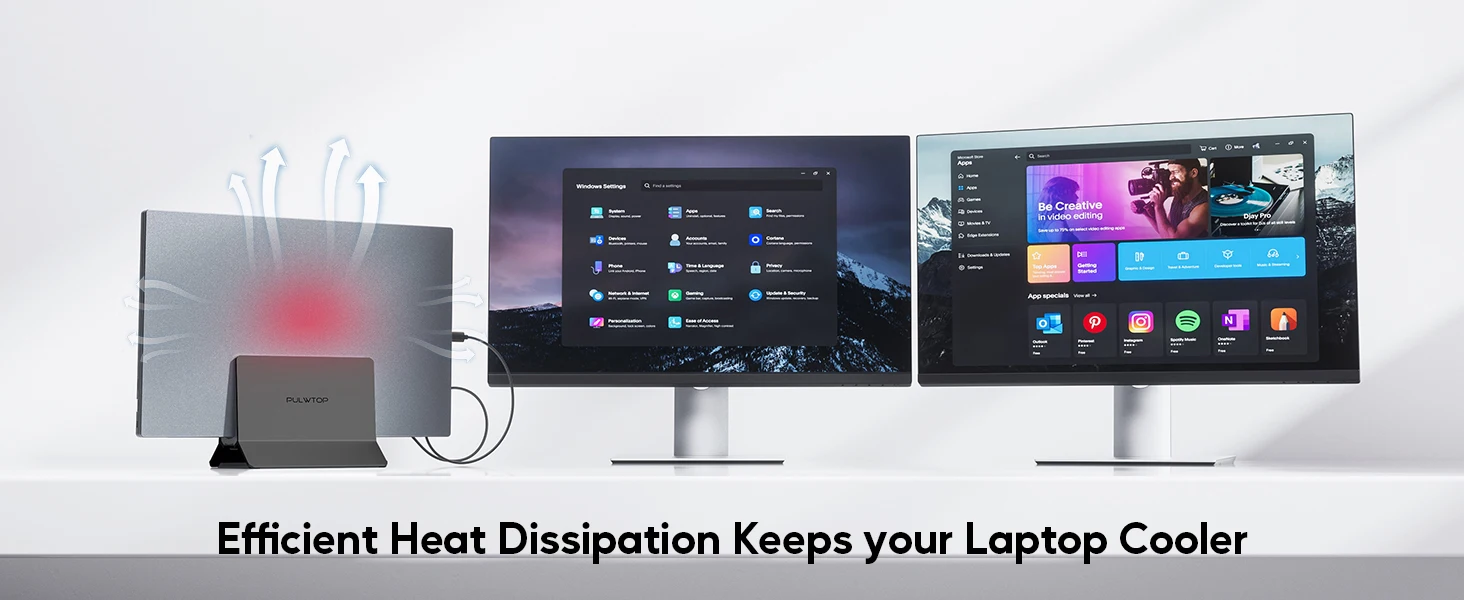 PULWTOP USB-C-Dockingstation für zwei Monitore, mit 2 HDMI 4K, USB C 10Gbps, USB A 5Gbps, USB A 2.0, Ethernet, für Laptops mit Typ-C-Anschluss – Detail 7