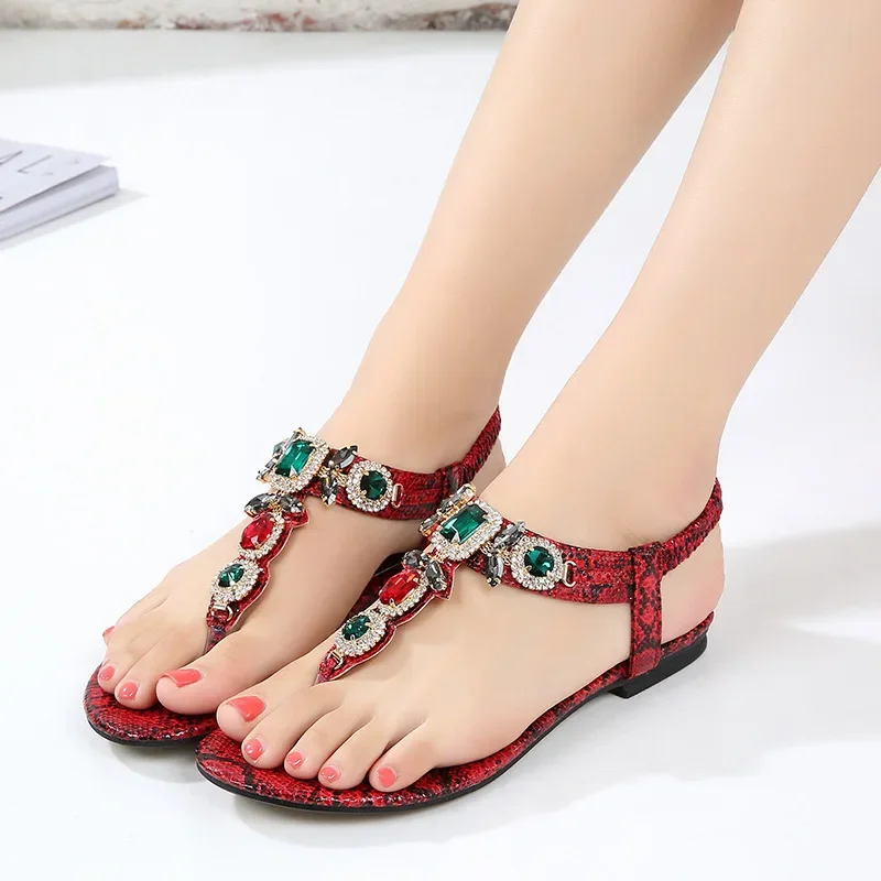 MVVJKELuxury Crystal Sandals Woman Flip Flops Shoes Fashion Summer Flat Sandals Bohemian Ladies Sandals Casual Women Shoes