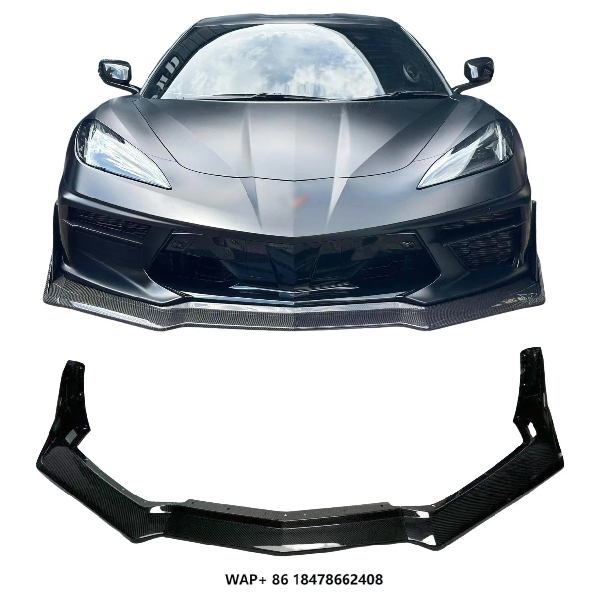 

Carbon Fiber Front Lip ZTK Style for Chevrolet Corvette C8 Carbon Front Splitter Spoiler Side Skirts