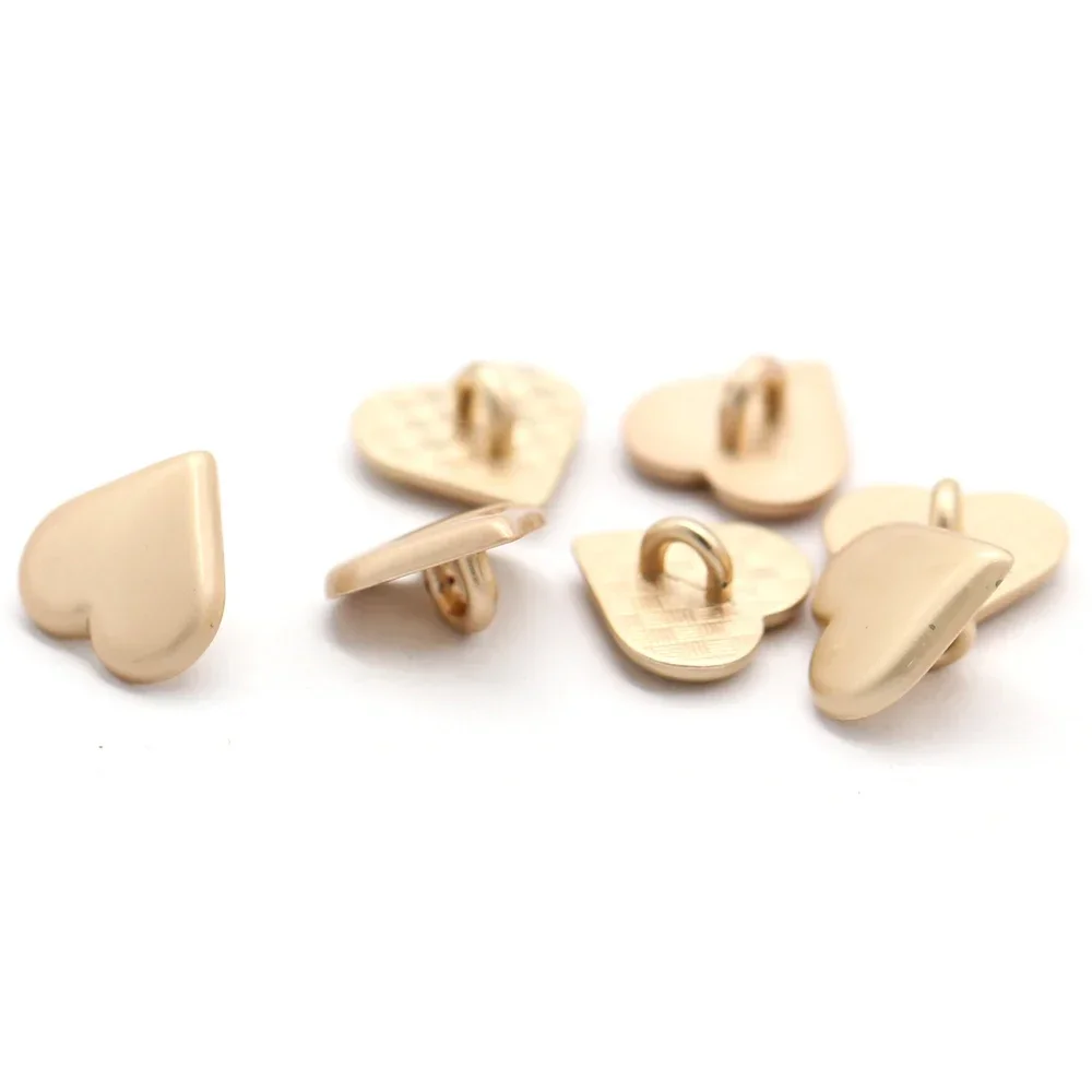 DOTOLLE 11mm Small Heart Shape Metal Shank Buttons For Sewing Vintage Shirt Blouse Dress Cuff High Quality Handmade Decorations