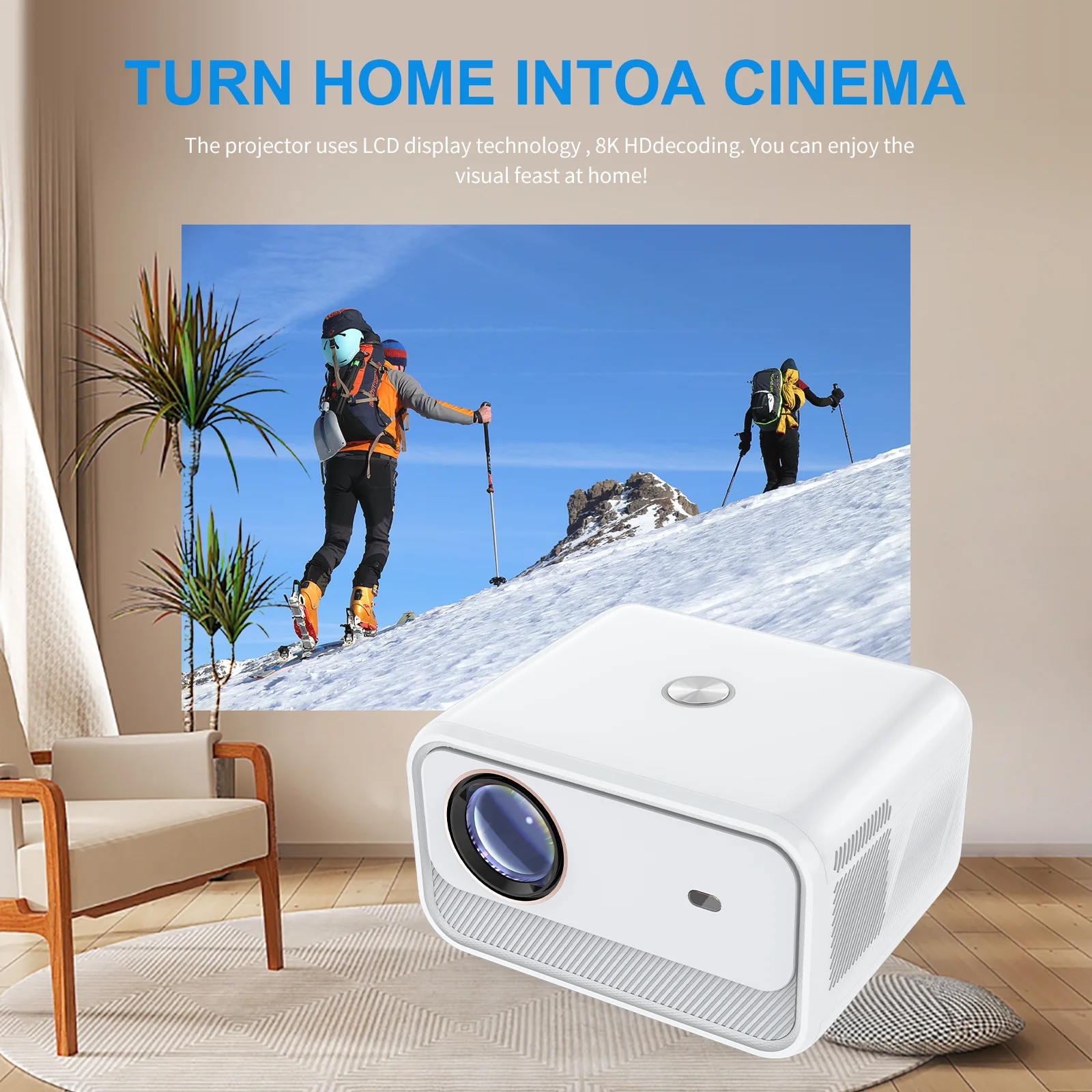 4K UHD Projector Android 300ANSI 1920*1080P Wifi BT 1080P 4K HD Home Cinema Theater Office Outdoor Smart Portable Projetor