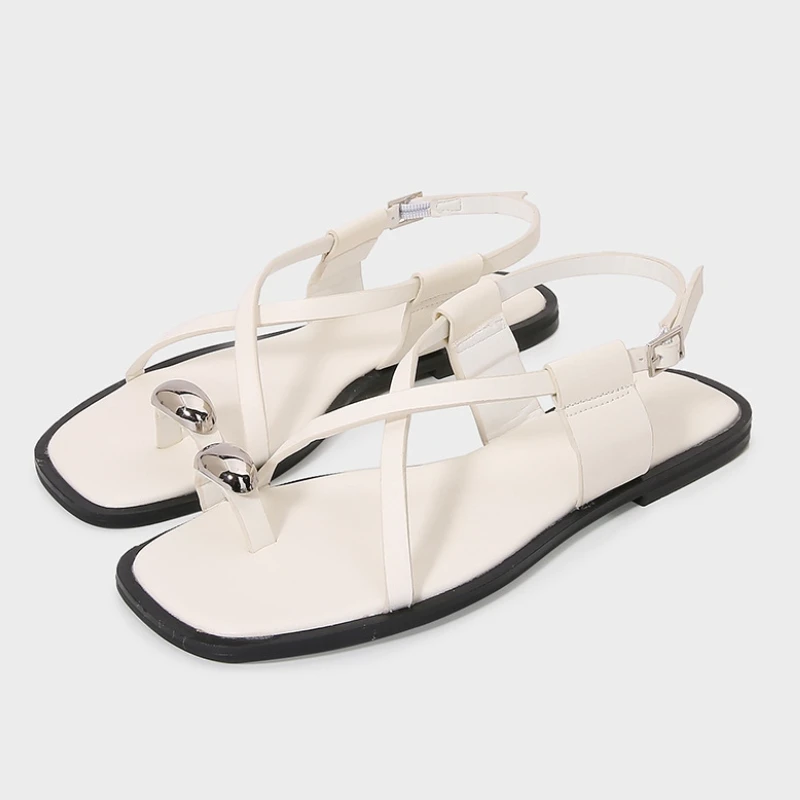 2026 New Summer Women\'s Sandals Casual Comfortable Flat Bottom Versatile Cross Thin Strap Roman Vacation Beach Shoes for Lady