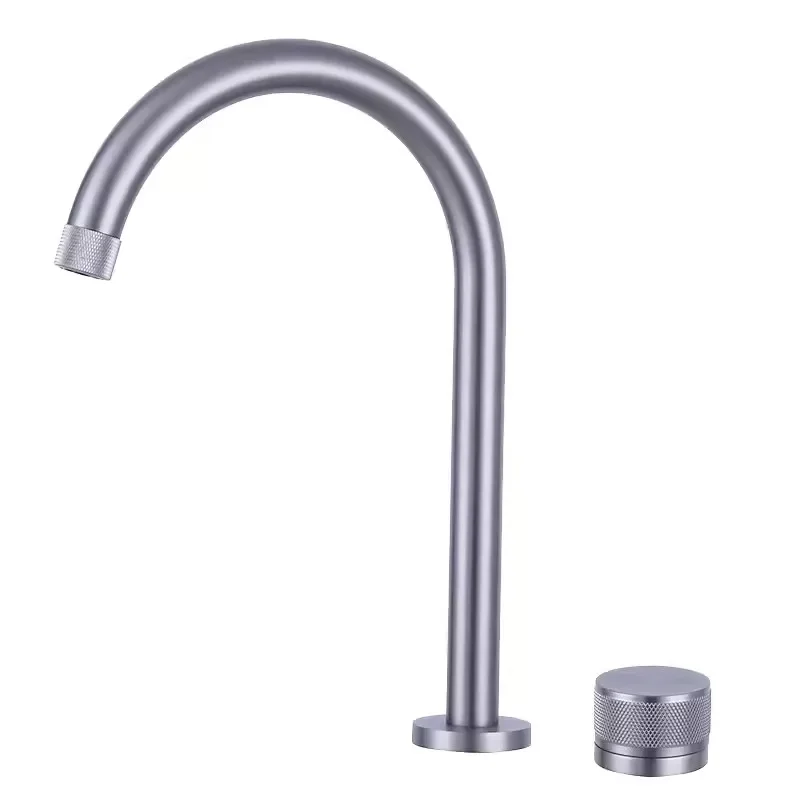 Tuqiu Black Basin faucet Bathroom Faucet two holes bathroom Sink faucet Brushed sink tap rotating widespread basin Tap