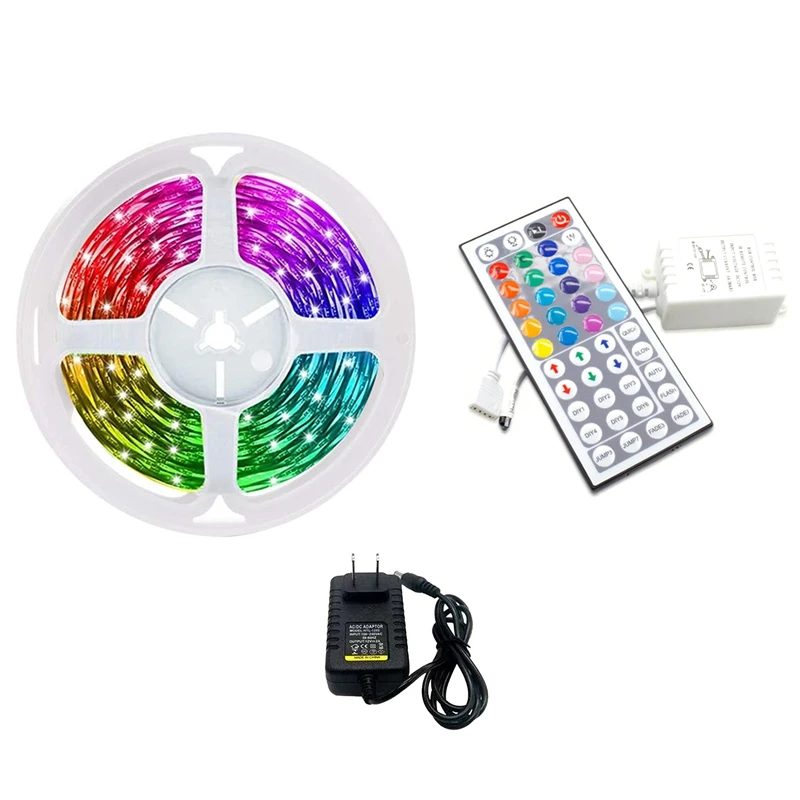 

New 5M RGB LED Light Strip 3528 300 LED Waterproof Light With 44 Key Remote+2A Transformer For Bedroom Christ