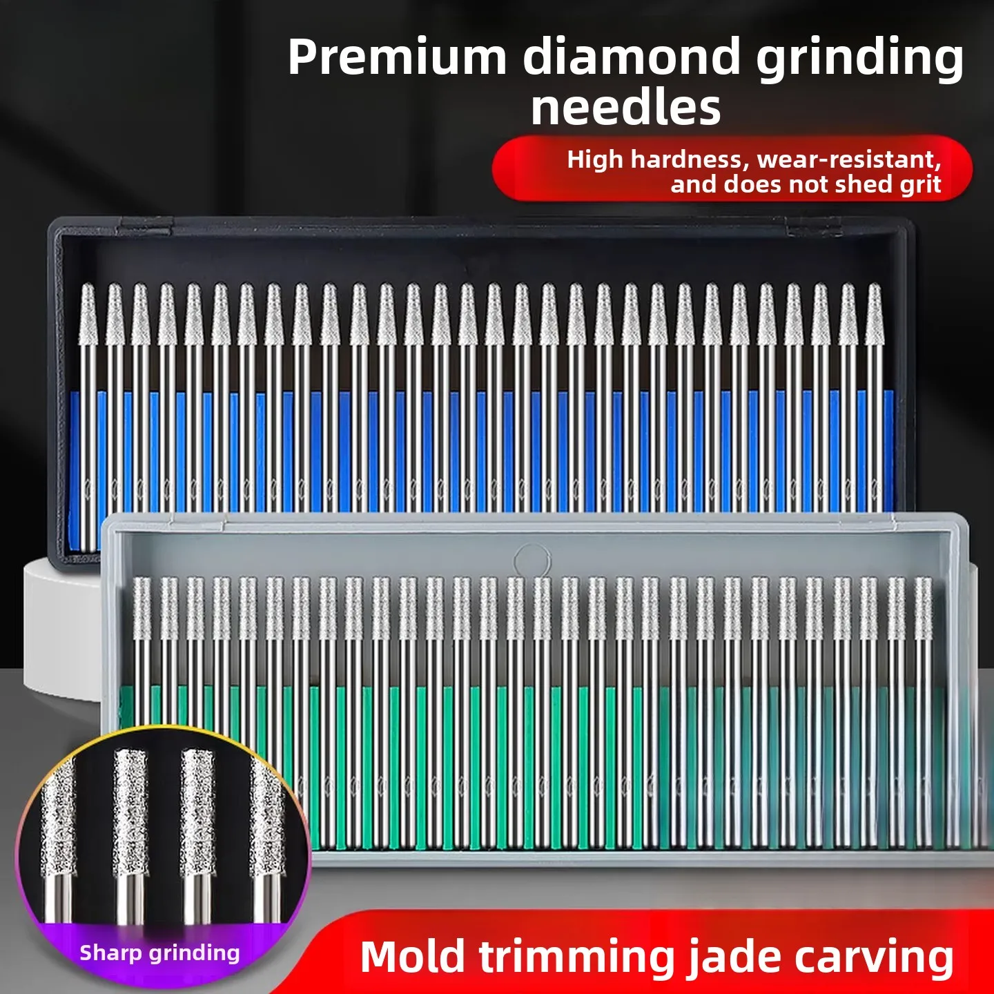 Diamond Grinding Head Set 3mm Small Emery Grinding Rod Alloy Grinding Head Jade Engraving Electric Polishing Tool 30pcs