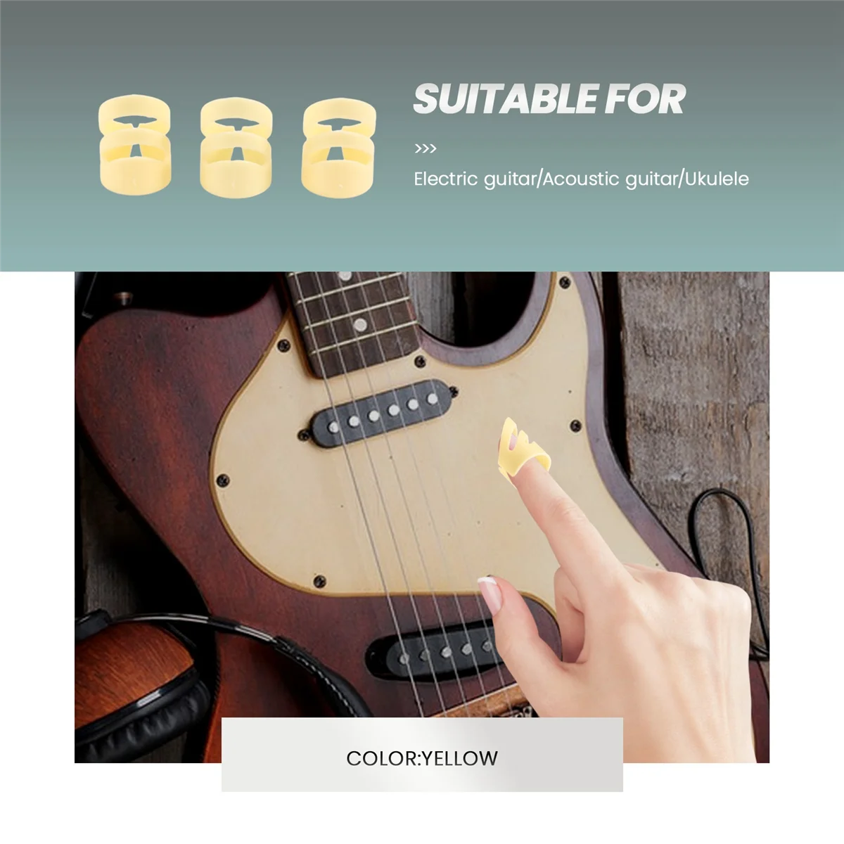 AA85 3 Pcs Guitar Picks Electric Acoustic Guitar Ukulele Index Finger Picks Pick Guitar Stringed Instrument Part Accessories L