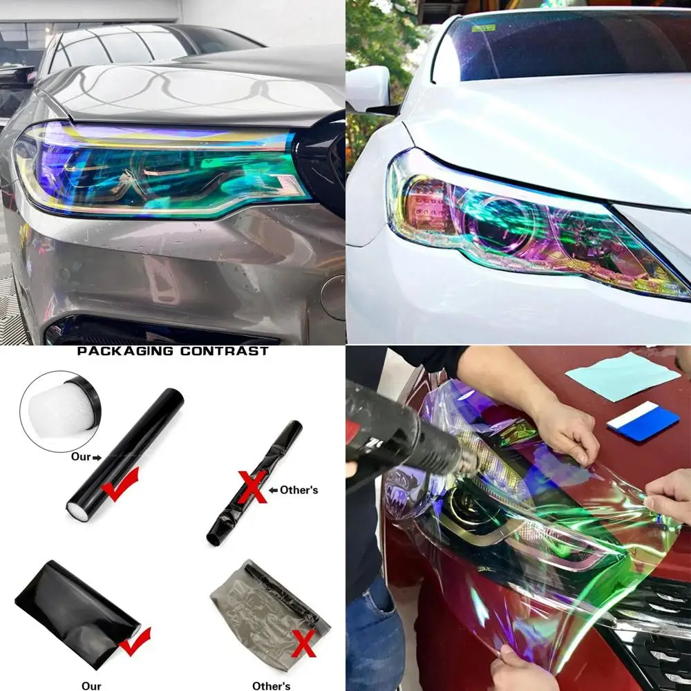 

Сверхширокая виниловая пленка для задних фонарей, 16 x 60 дюймов, рулонная самоклеящаяся пленка для противотуманных фар, наклейка (хамелео)