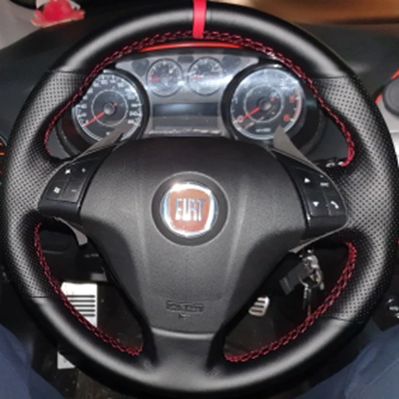 Capa trançada para volante de carro, couro artificial antiderrapante para fiat punto bravo linea qubo doblo grande punto acessórios para carro
