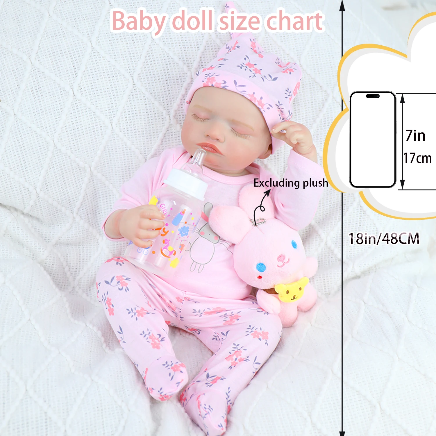 18인치 리본 베이비 돌 걸 로잘리 이미 페인팅 완료된 리본 슬리핑 뉴본 베이비 리얼리틱 3D 스킨 컬렉터블 아트 돌