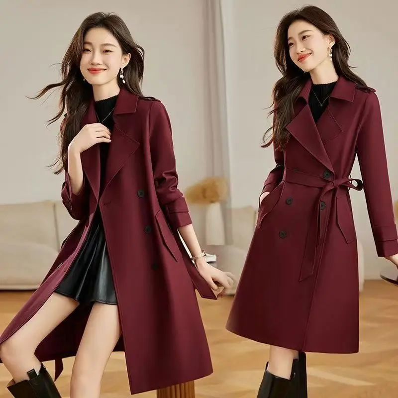 

2026 женский повседневный плащ с подкладкой на поясе, ветровка длиной миди, женская верхняя одежда на весну и осень, базовое пальто Gabardina Mujer