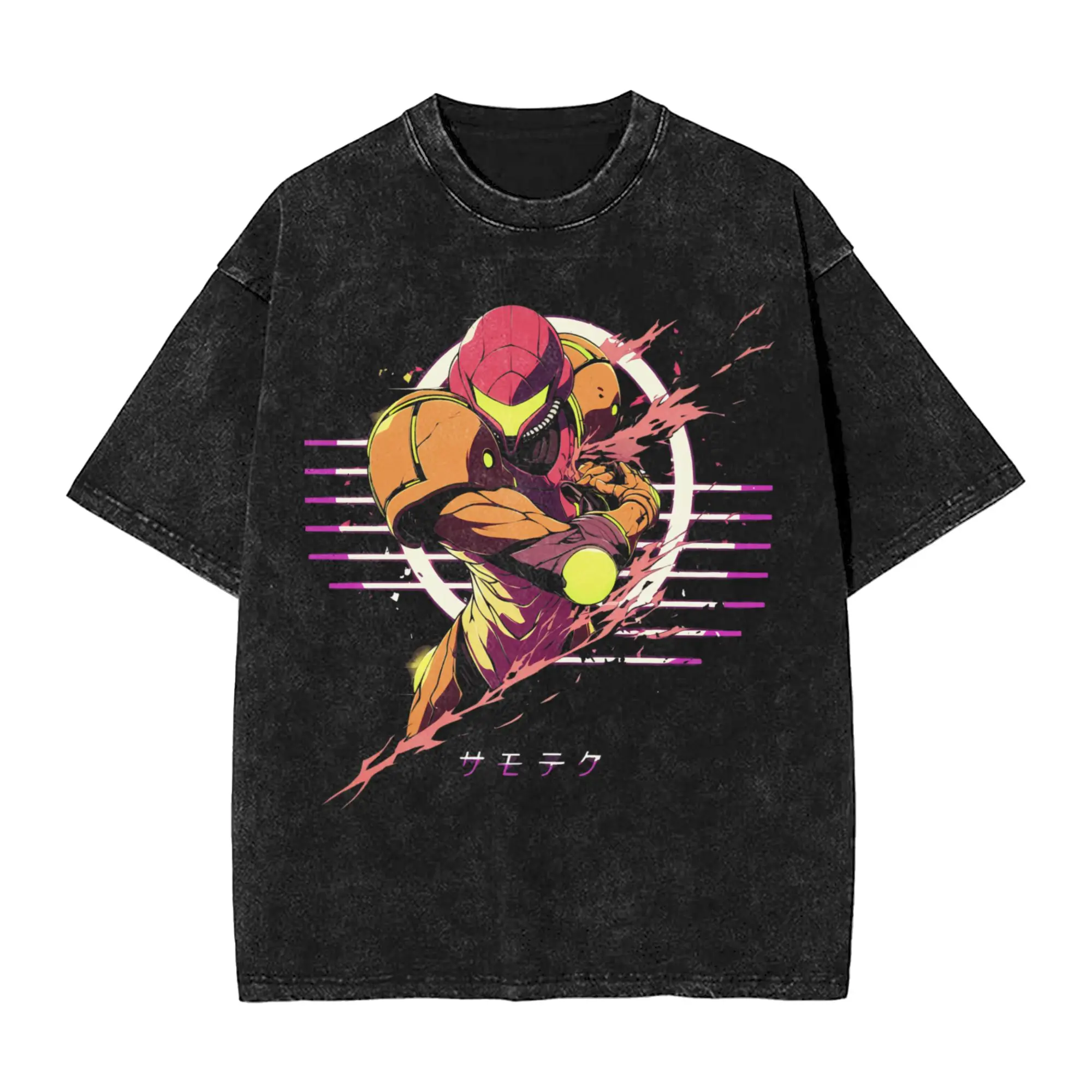 Metroids Hero Game Samus T-Shirt for Men  Novelty Pure Cotton Tee Shirt Round Collar Short Sleeve T Shirt Classic Clothing