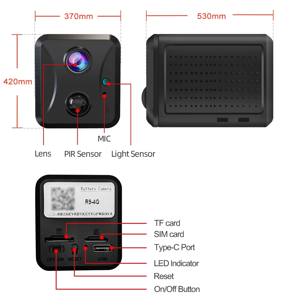 Mini telecamera di sicurezza 4G SIM Card o Wifi 5MP Survalance IP Camera 2400mAh citofono vocale a bassa potenza CCTV Camera Ubox App