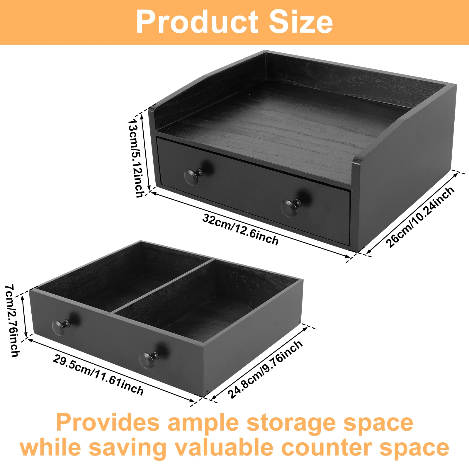 Wooden Coffee Rack Countertop Coffee Bar Organizer with Drawer Large Capacity  Vintage Coffee Organizer Station for Home Office