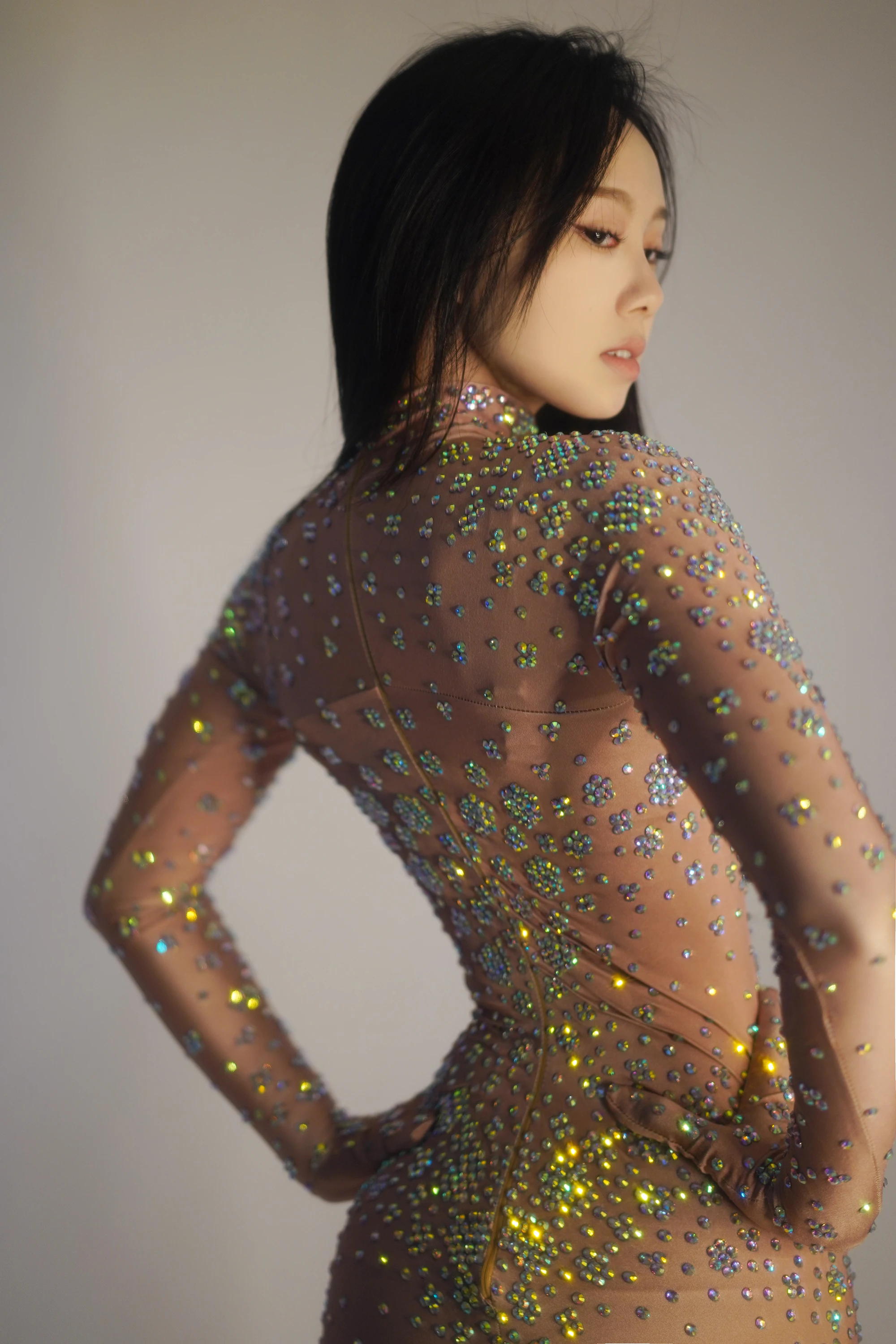 Sparkly Women Sexy Club Party Birthday Performance Drag Queen Clothing Spandex Luxury Sparkle Long Gloves Rhinestones Jumpsuit