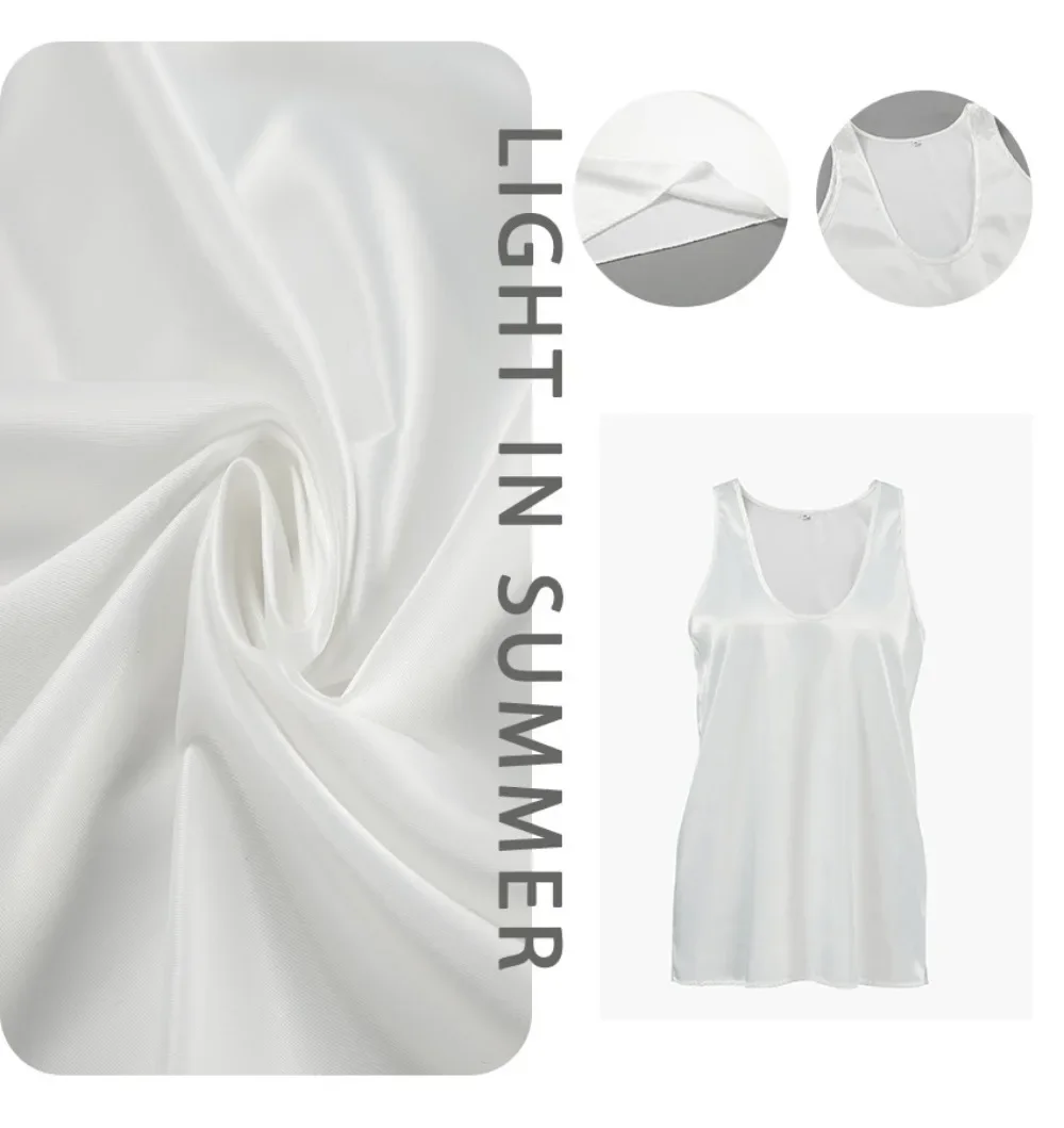 Light Luxury Comfortable Women U-neck Vest Top 2025 Spring and Summer Girls Breathable Soft Satin Lining Sleeveless Inside Top image 3