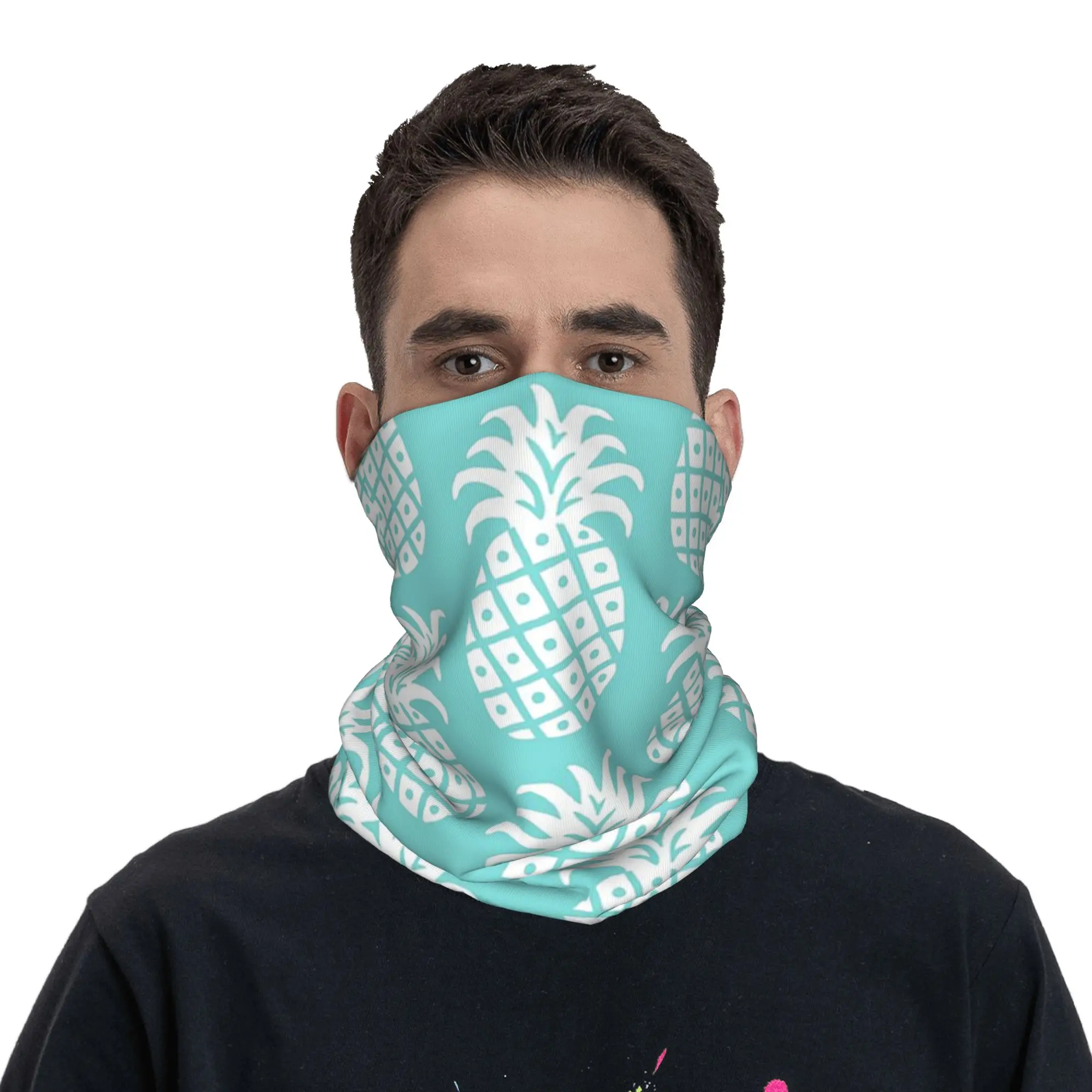 Mid Century Modern Pineapple Pattern Bandana Neck Gaiter Printed Wrap Mask Scarf Cycling Scarf Running Unisex Adult Winter