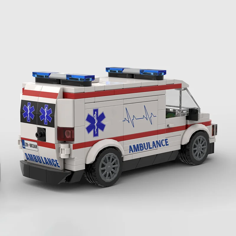 City Cars Model Moc Building Bricks Modular Medical Service Ambulance Technology Blocks Christmas DIY Toy Construction Gifts