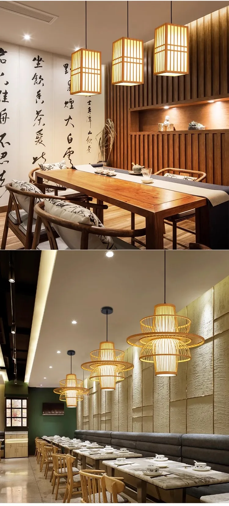 Bamboo Pastoral Rattan pendant lamp Wooden Restaurant Lighting Chinese Style Bamboo Decorative pendant lights