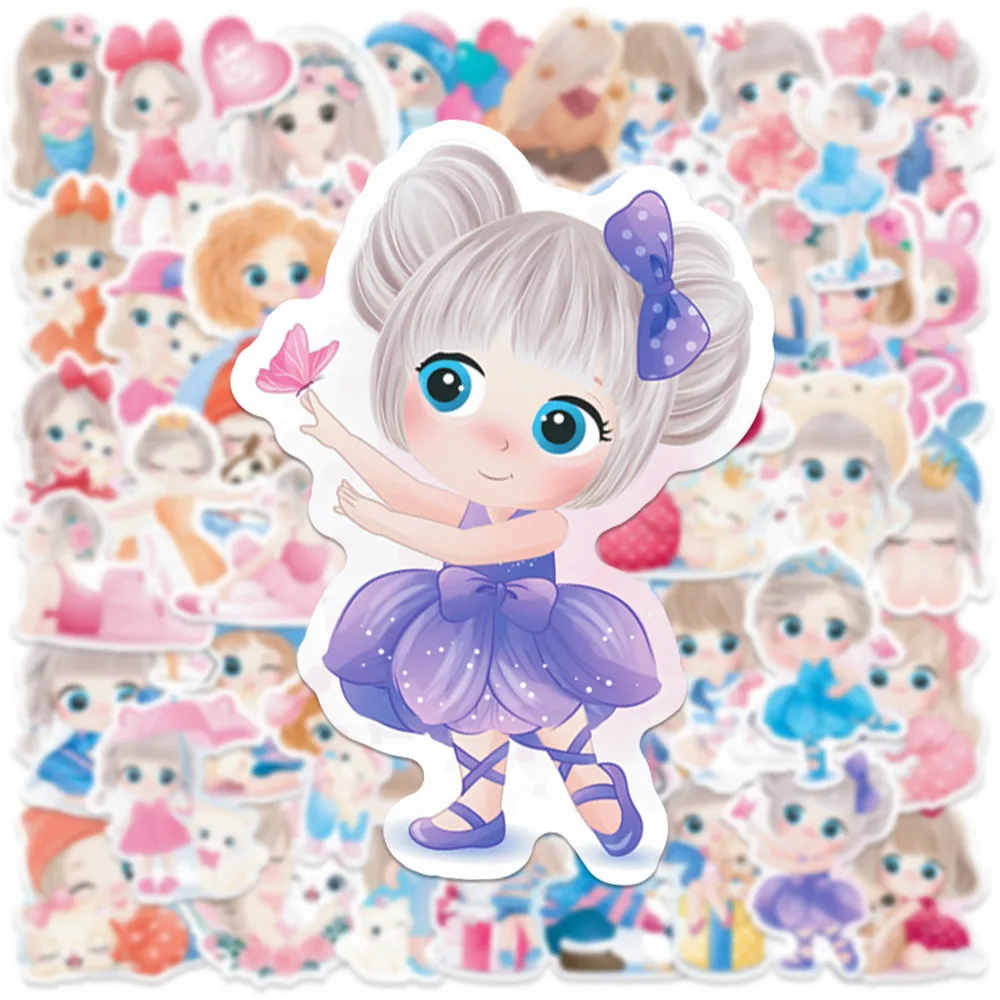 50 قطعة من ملصقات الفتيات - جرافيتي على شكل دمية لطيفة على شكل Q لأكواب المياه والأمتعة وحقائب الهواتف متجر AnimeWorlds