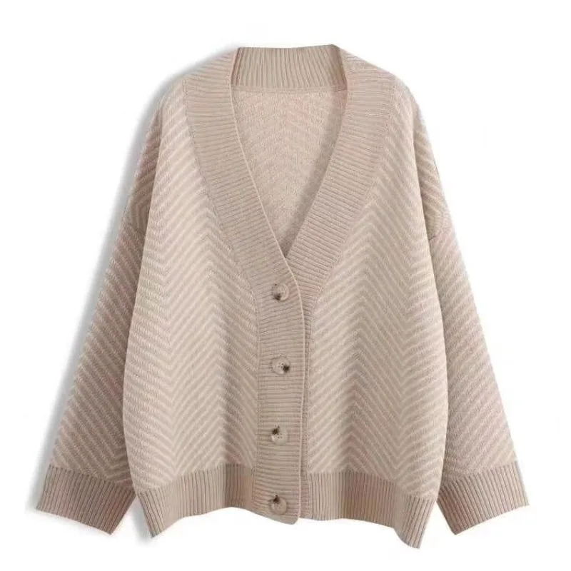 Autumn Winter Fashion Striped Cardigan Sweater Women Knitted Coats Female Long Sleeve Casual Knit Jacket Cardigans Tops Knitwear
