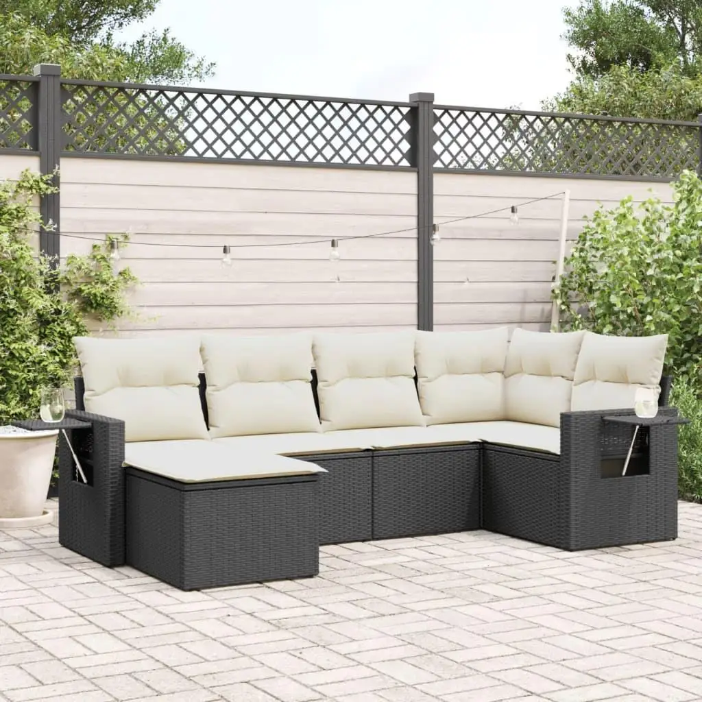 

Garden Sofa Set Outdoor Seating Black and Cream White Cozy Lounge Furniture For Patio Balcony Garden Decor