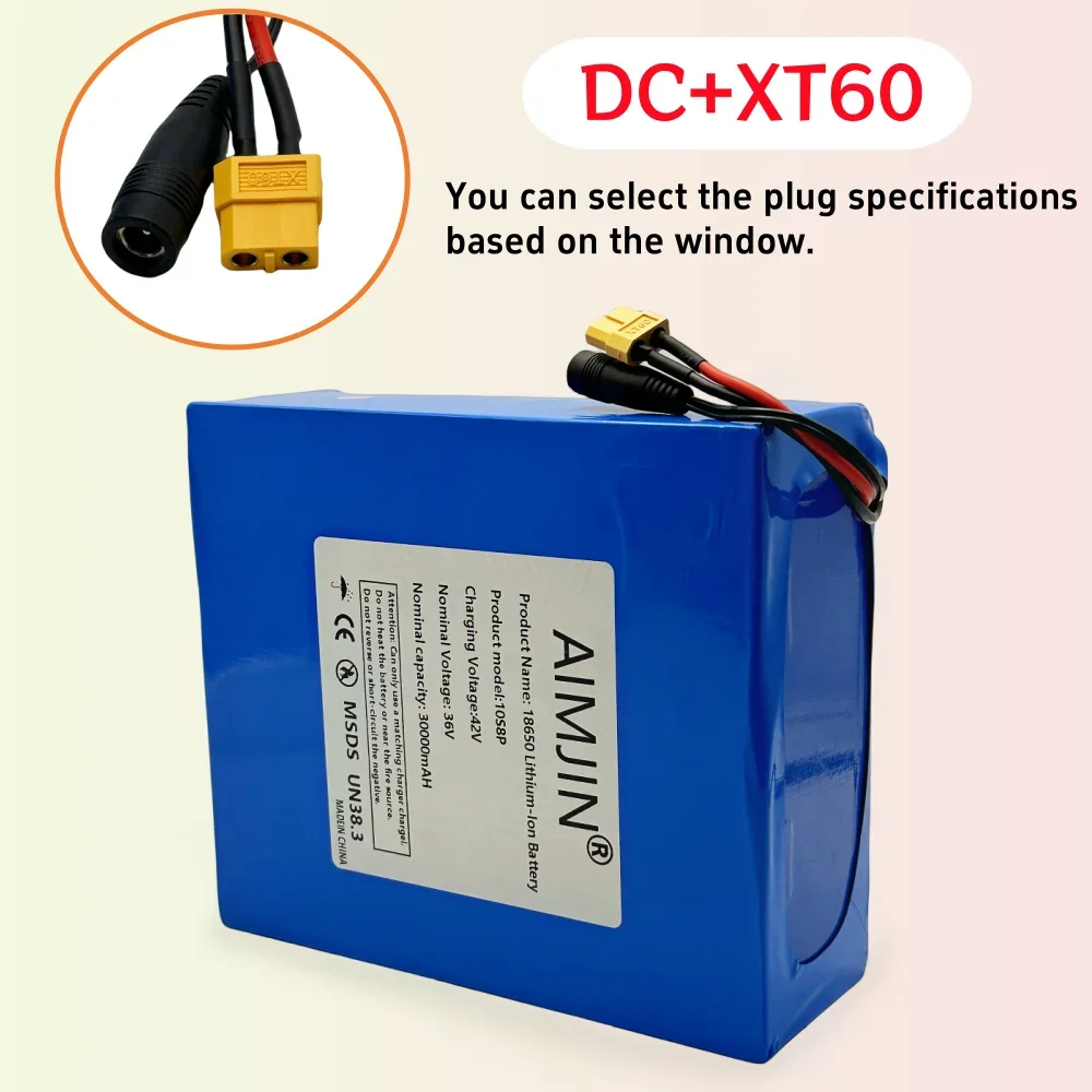 100% New High-capacity Battery 10S8P Lithium-ion Rechargeable Battery Pack 36V 30000mAh Suitable for Electric Scooter Battery