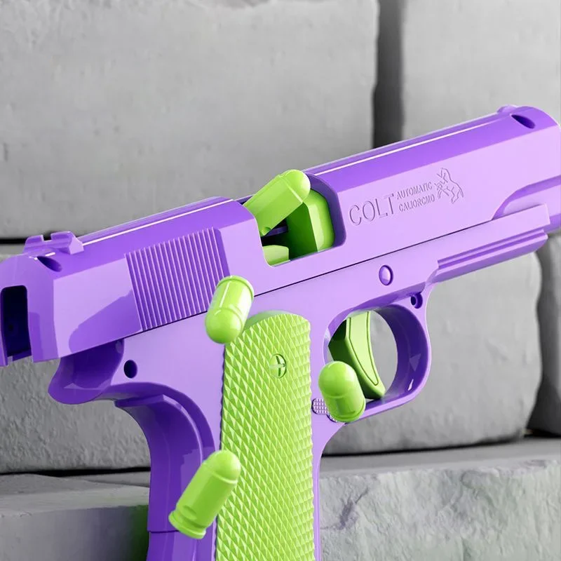 Modelo luminoso de lanzamiento de carcasa continua 1911, pistolas de juguete de simulación para niños, revista vacía que cuelga la pistola de plástico de descompresión para niños
