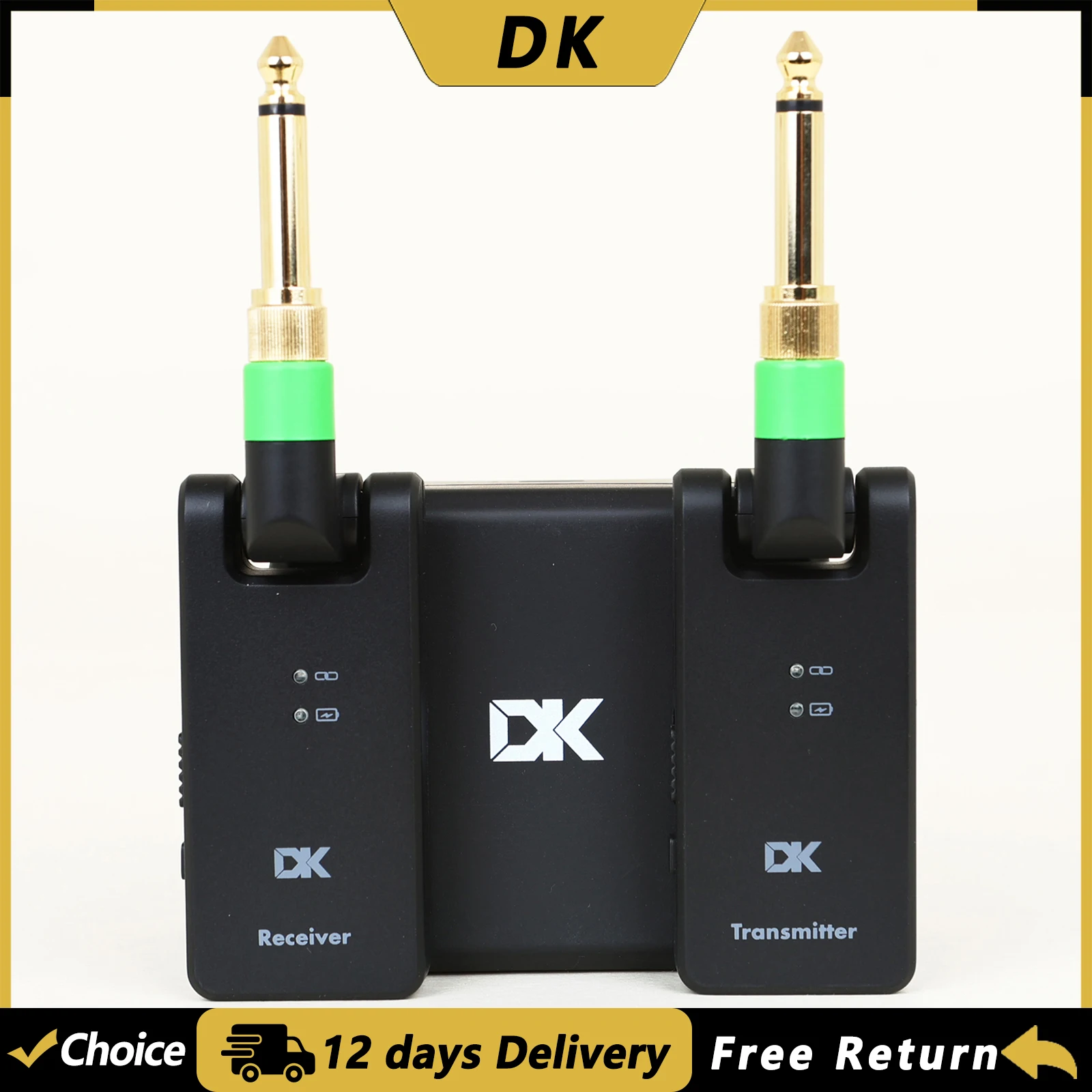 

DK IW-30 2.4GHz Wireless Guitar System Transmitter Receiver 2 in 1 Plug 4 Channels Guitar Wireless System with Rechargeable Box
