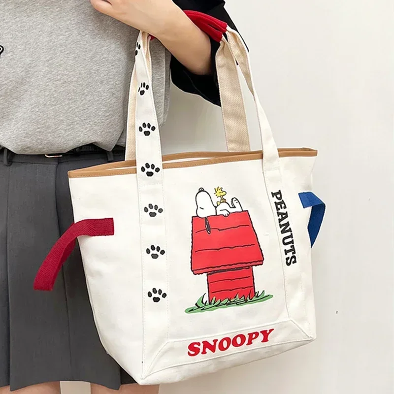 Snoopy Woodstock borsa a tracolla in tela per donna Cute Peanuts Ladies Handbag Student borse per la spesa ecologiche borsa per ragazze