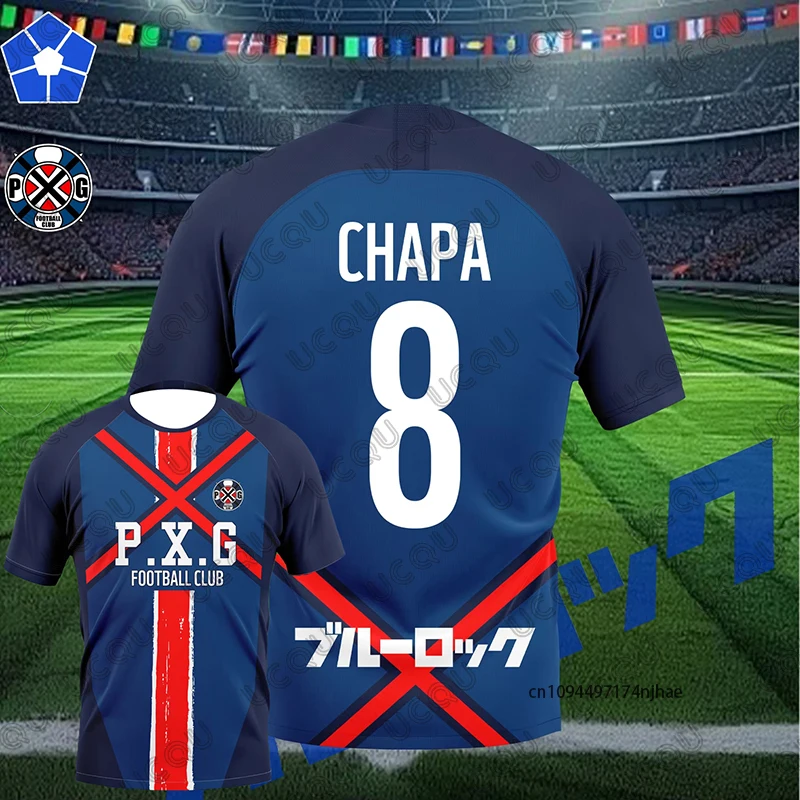 P.X.G الأزرق قفل جيرسي انمي ياباني زي كرة القدم رقم 9 رين شيدو تأثيري الصيف تي شيرت رجالي رياضة عادية للأطفال/الكبار