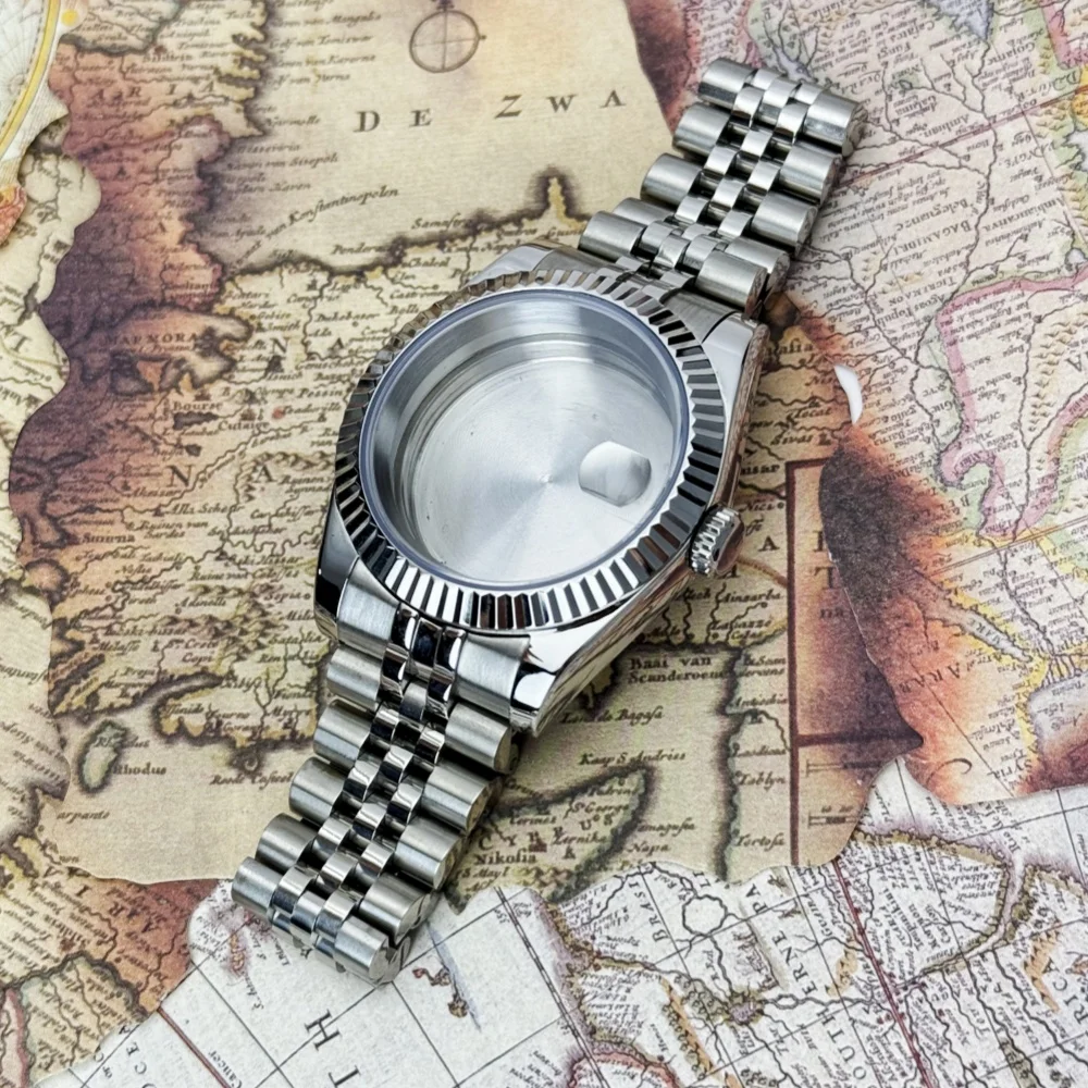 36/39mm vidro safira para datejust caso relógio masculino caber nh35 nh36 nh34 movimento moda 20atm jubileu aço inoxidável