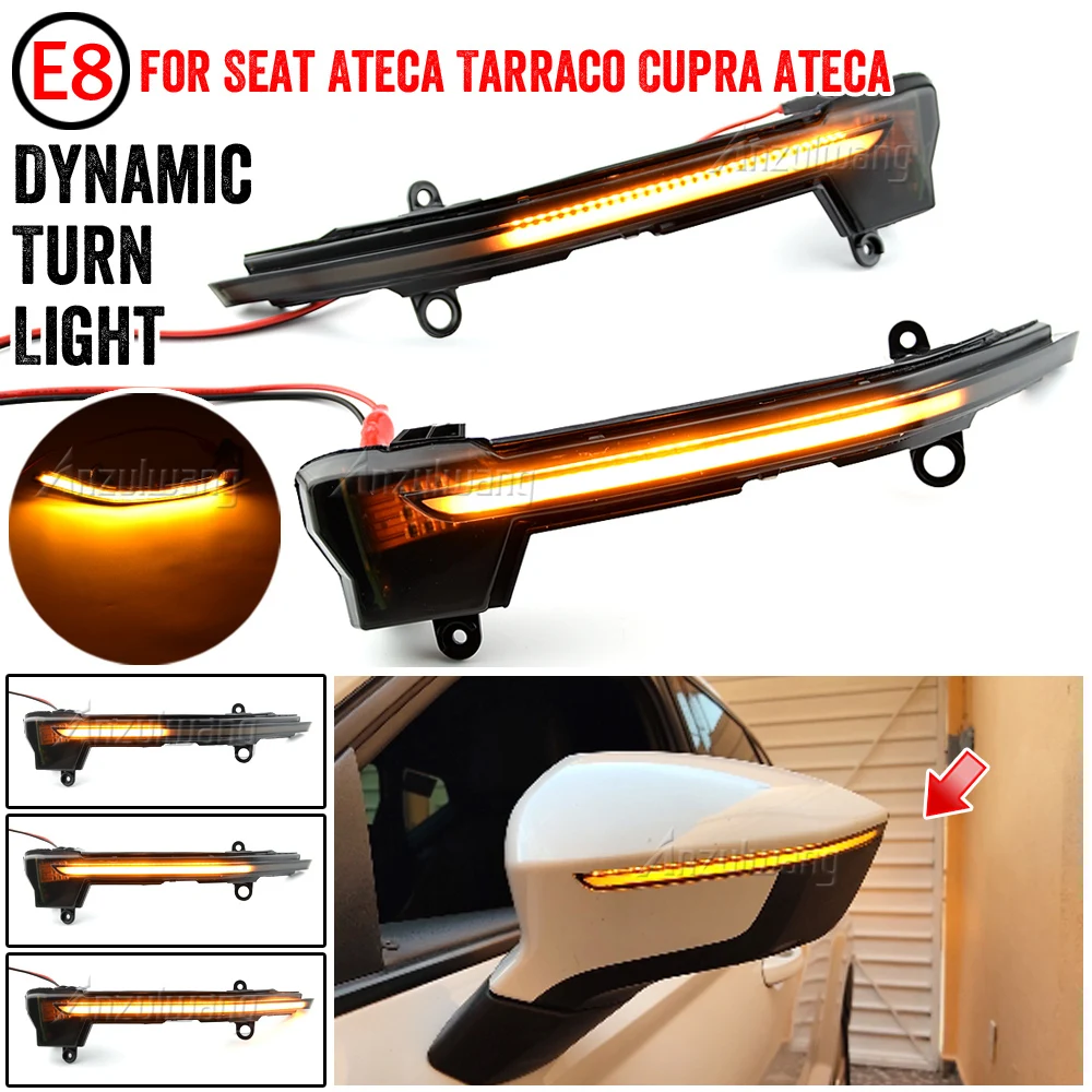 

LED Dynamic Turn Signal Blinker Sequential Side Mirror Indicator Light For Seat Ateca Cupra Ateca Tarraco 2016-2019