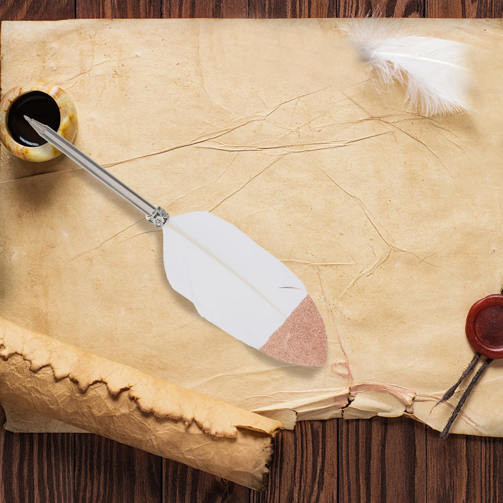 

Metal Ballpoint Pen Smooth Writing Wear-Resistant Portable Office Supply Decorative Plume Pen Writing Tool